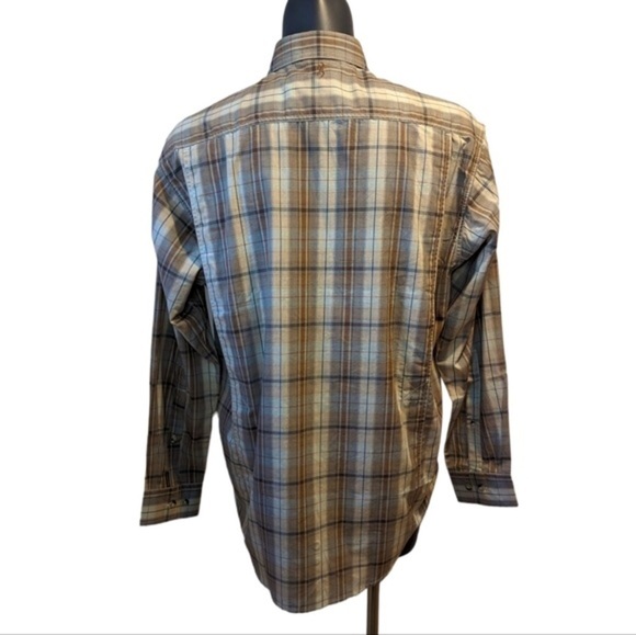 BROWNING tan plaid button down shirt large - Picture 4 of 9